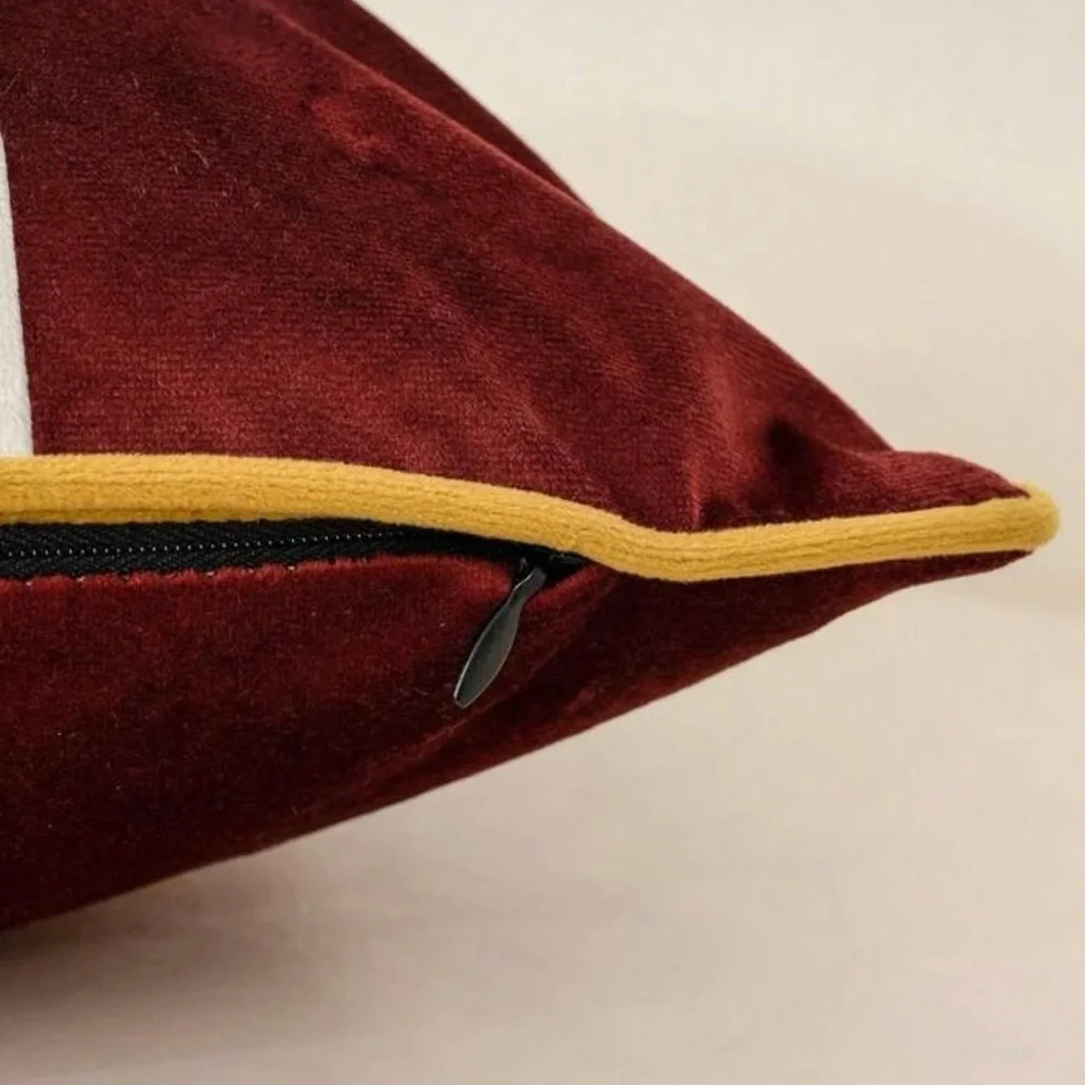 Red, Gold, and White Striped Rectangular Throw Pillow Cover, 12x20 - Picture 3 of 3